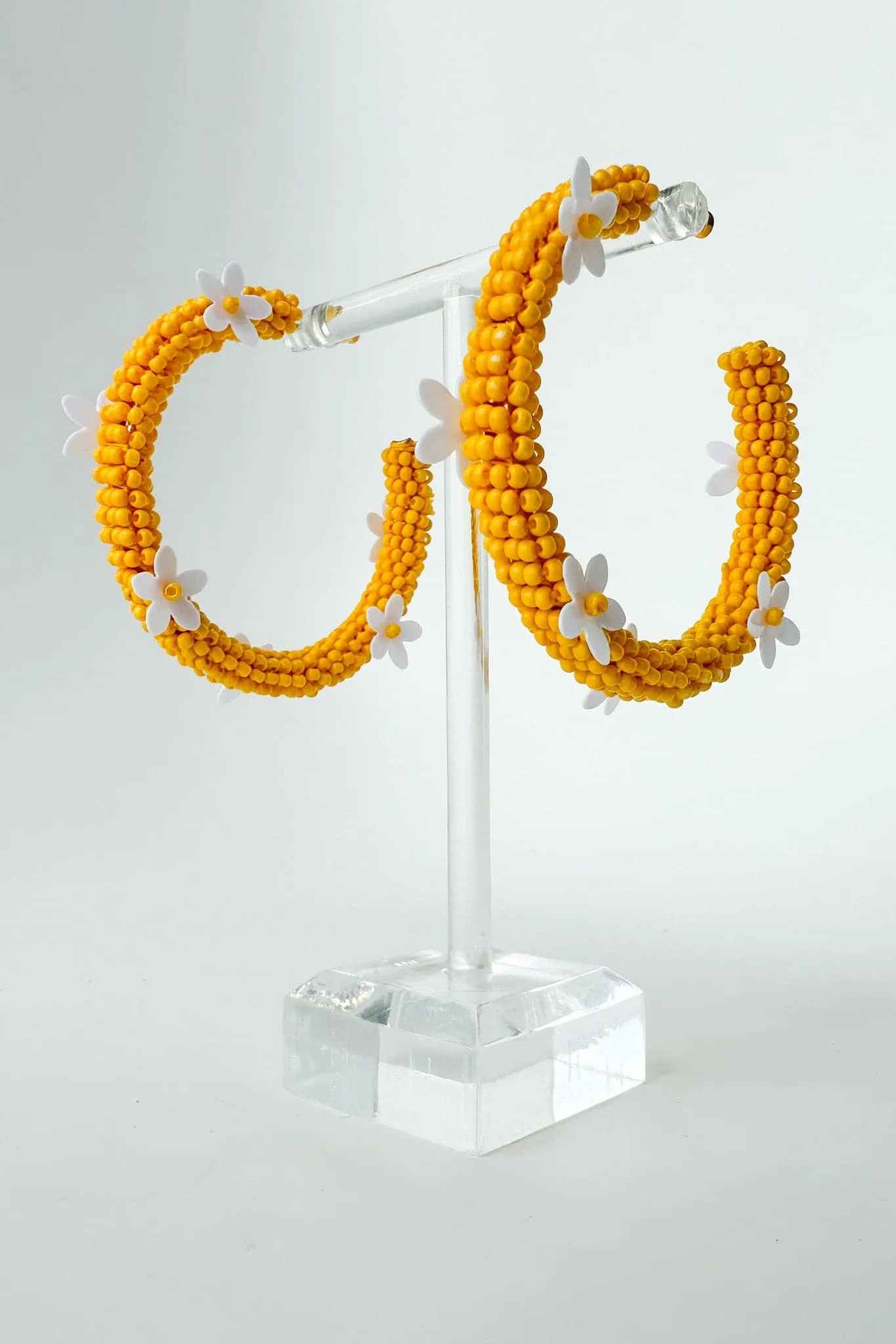 All About Sunshine Seed Bead Floral Hoop Earrings - FINAL SALE