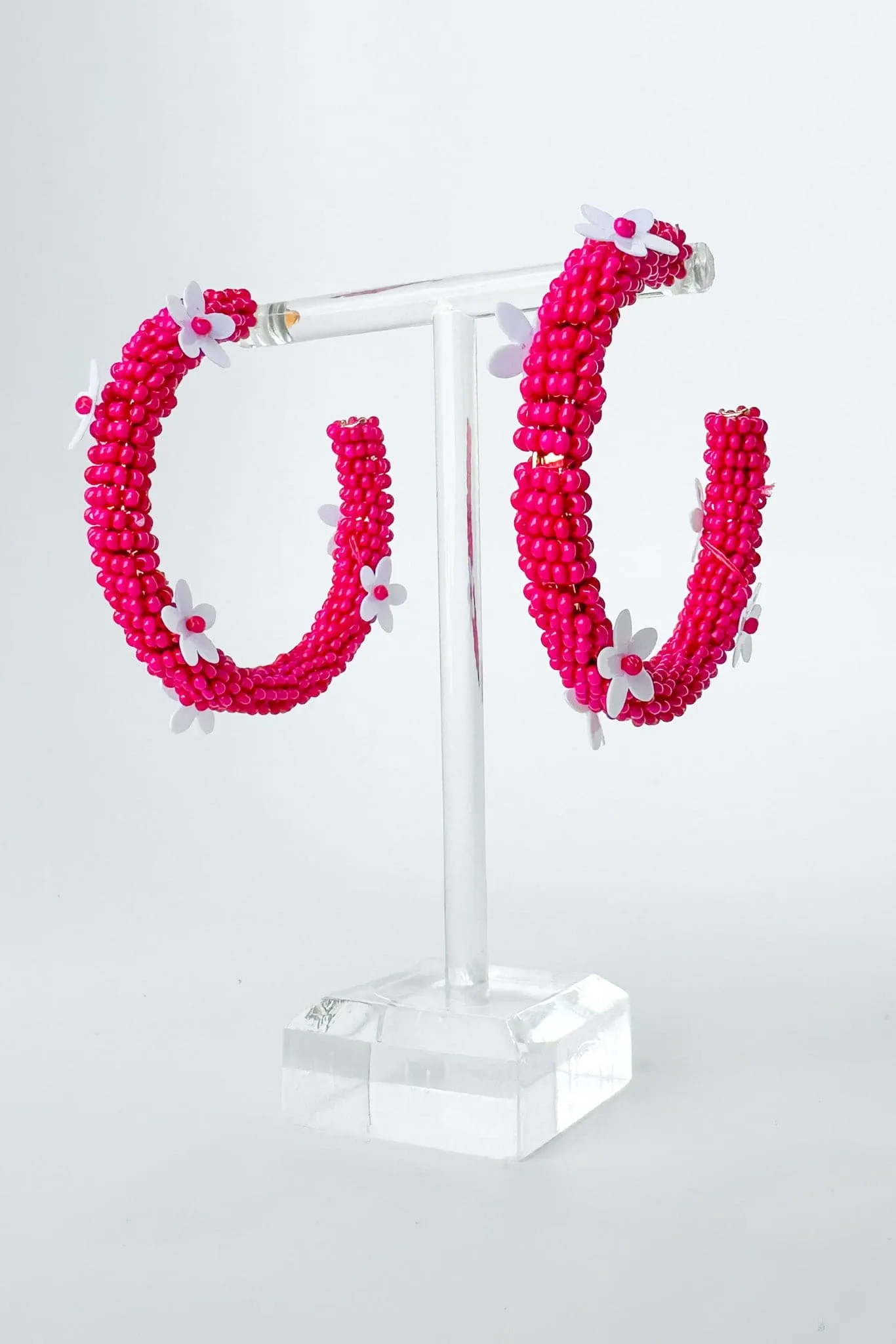 All About Sunshine Seed Bead Floral Hoop Earrings - FINAL SALE