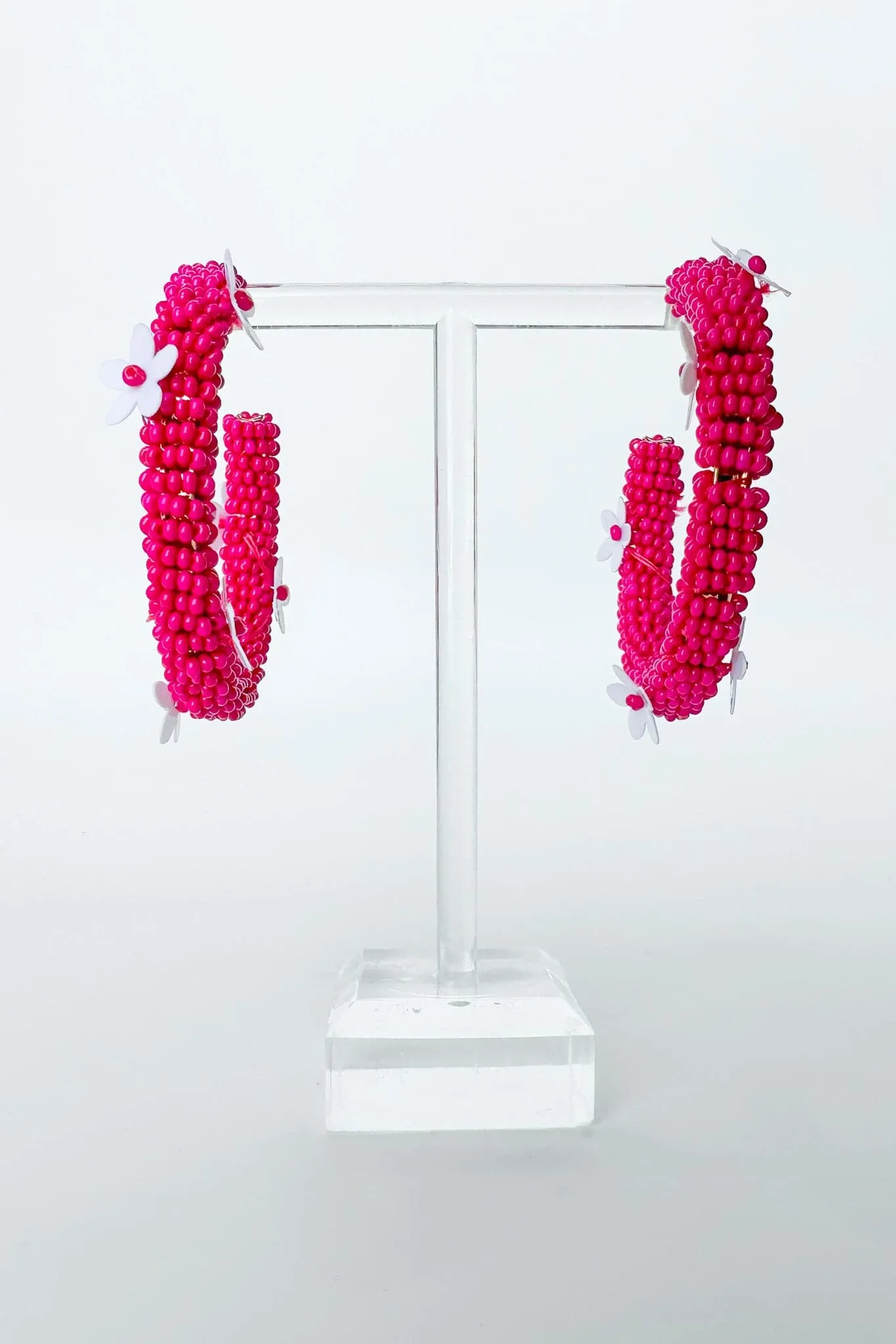 All About Sunshine Seed Bead Floral Hoop Earrings - FINAL SALE