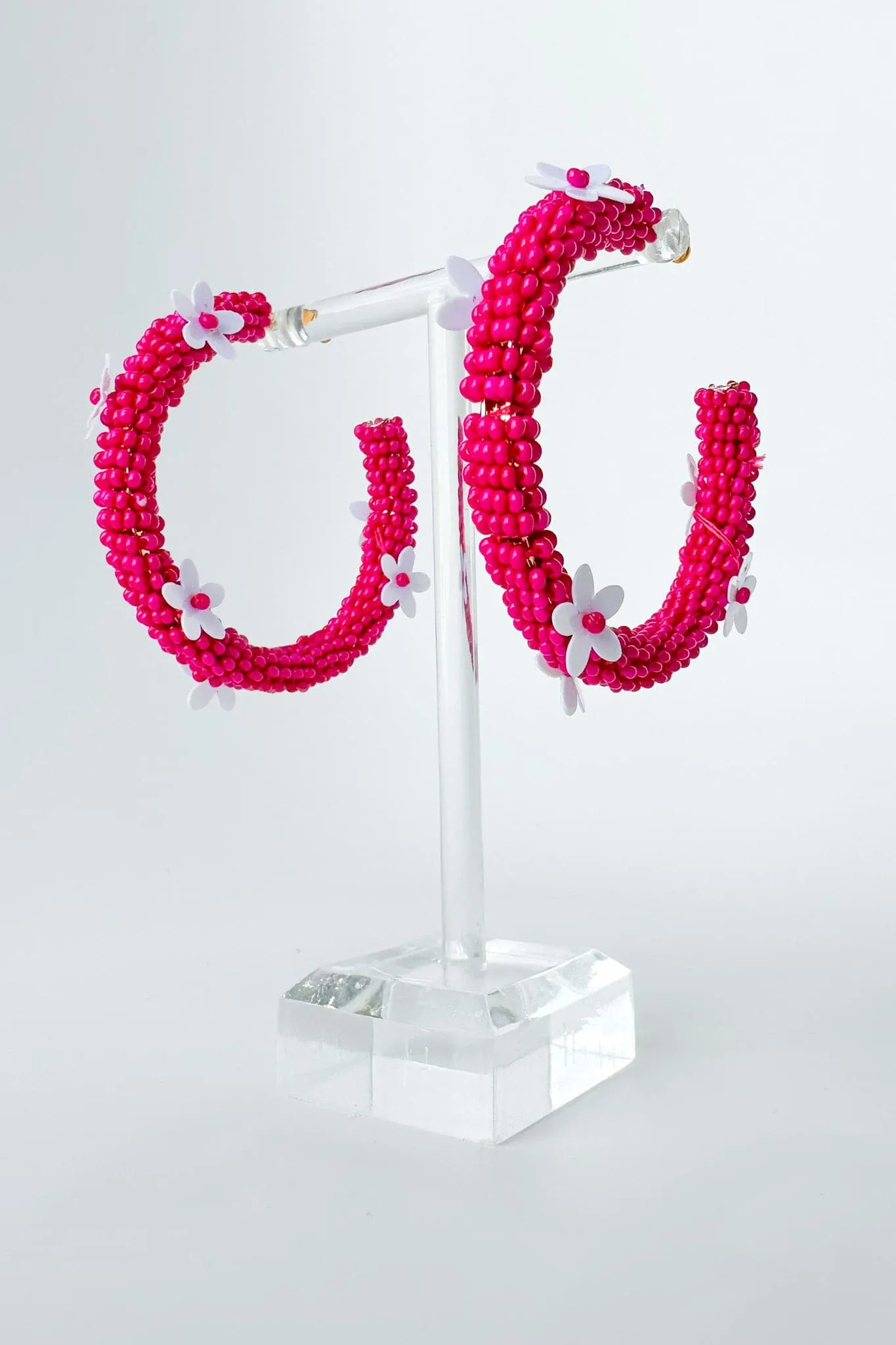 All About Sunshine Seed Bead Floral Hoop Earrings - FINAL SALE
