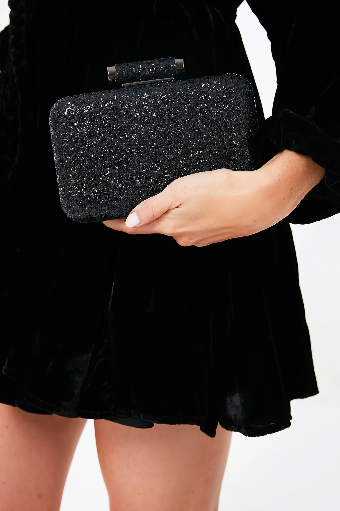 Black Rosie Glitter Clutch