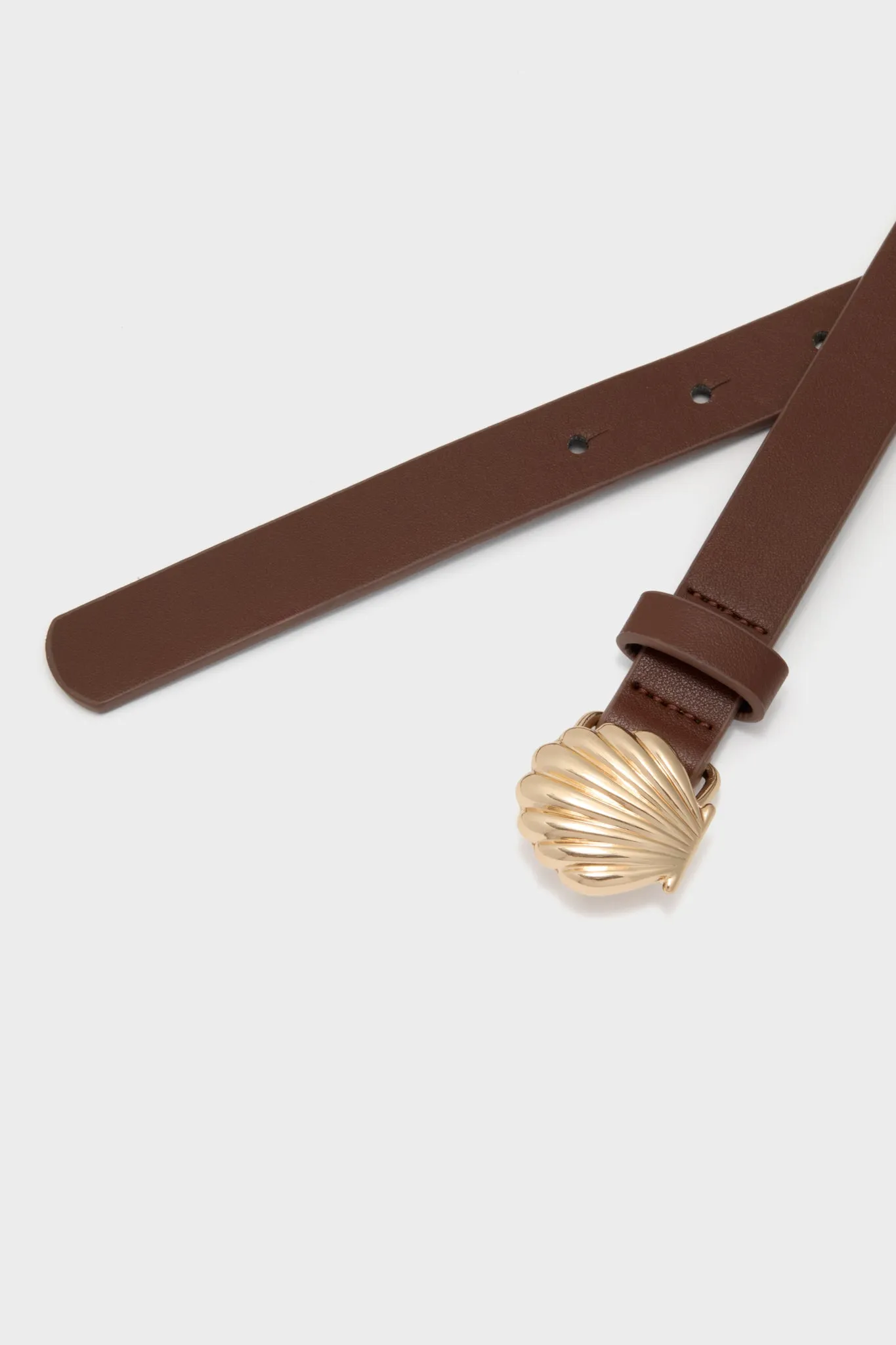 Brown and Gold Shell Buckle Belt
