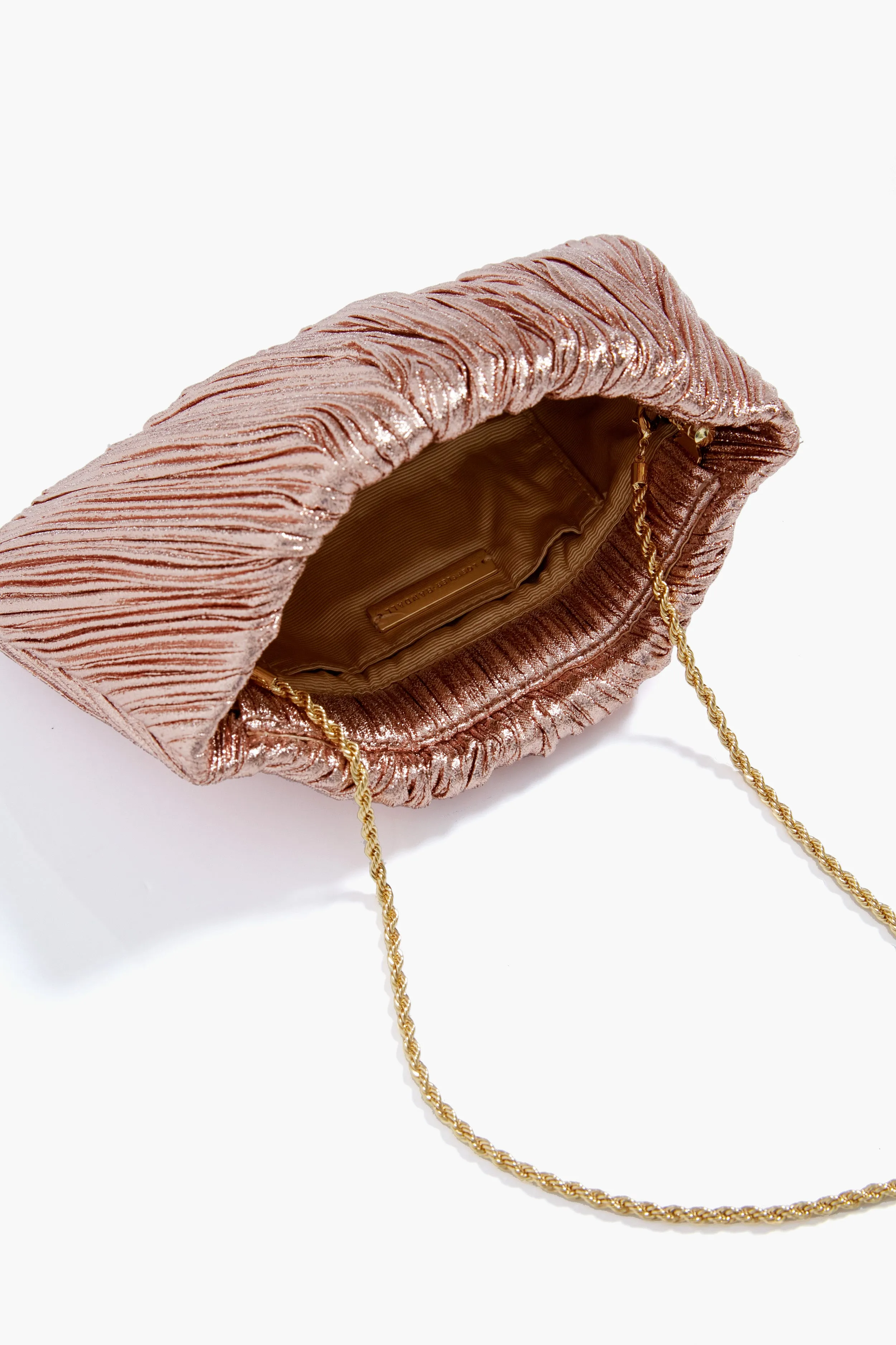Dune Lame Brit Pleated Clutch
