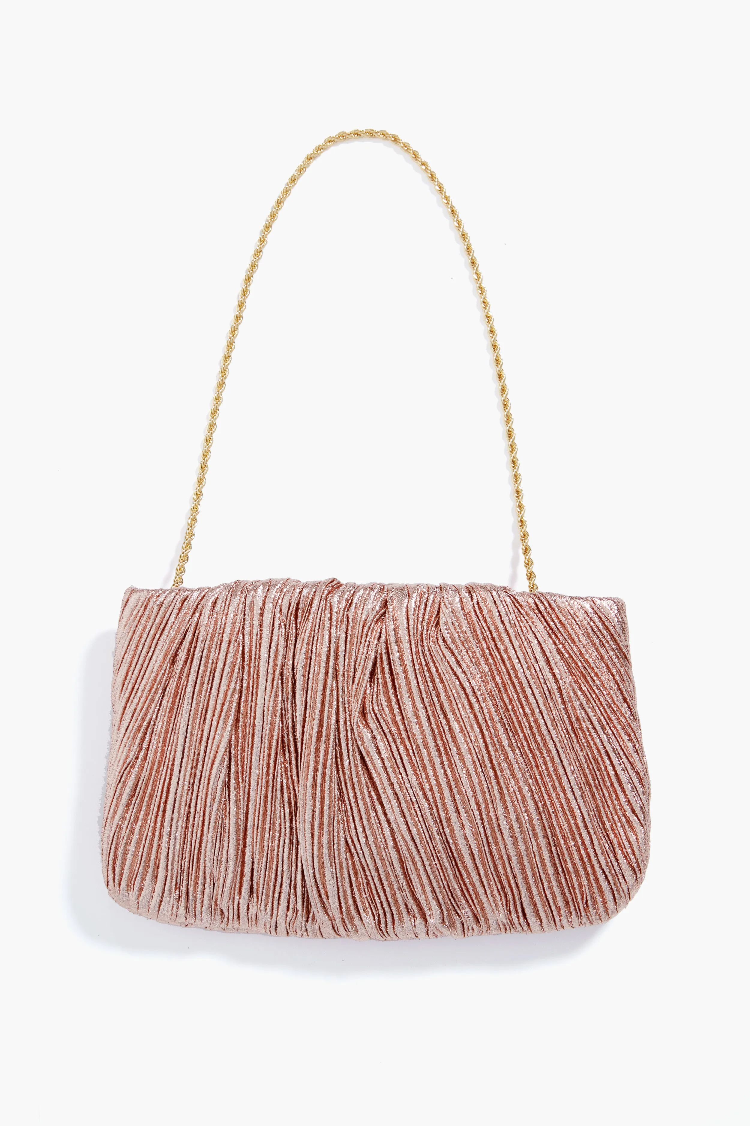 Dune Lame Brit Pleated Clutch