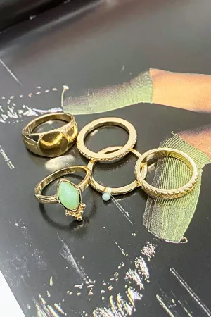 Ioana Boho Sage Crystal Ring Set