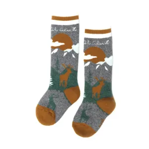 Jacquard Ski Socks Grey, Mocha Bisque | DEUX PAR DEUX