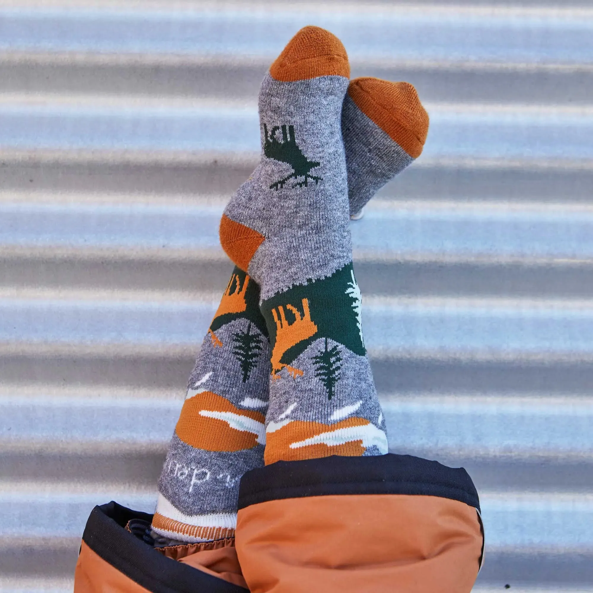 Jacquard Ski Socks Grey, Mocha Bisque | DEUX PAR DEUX