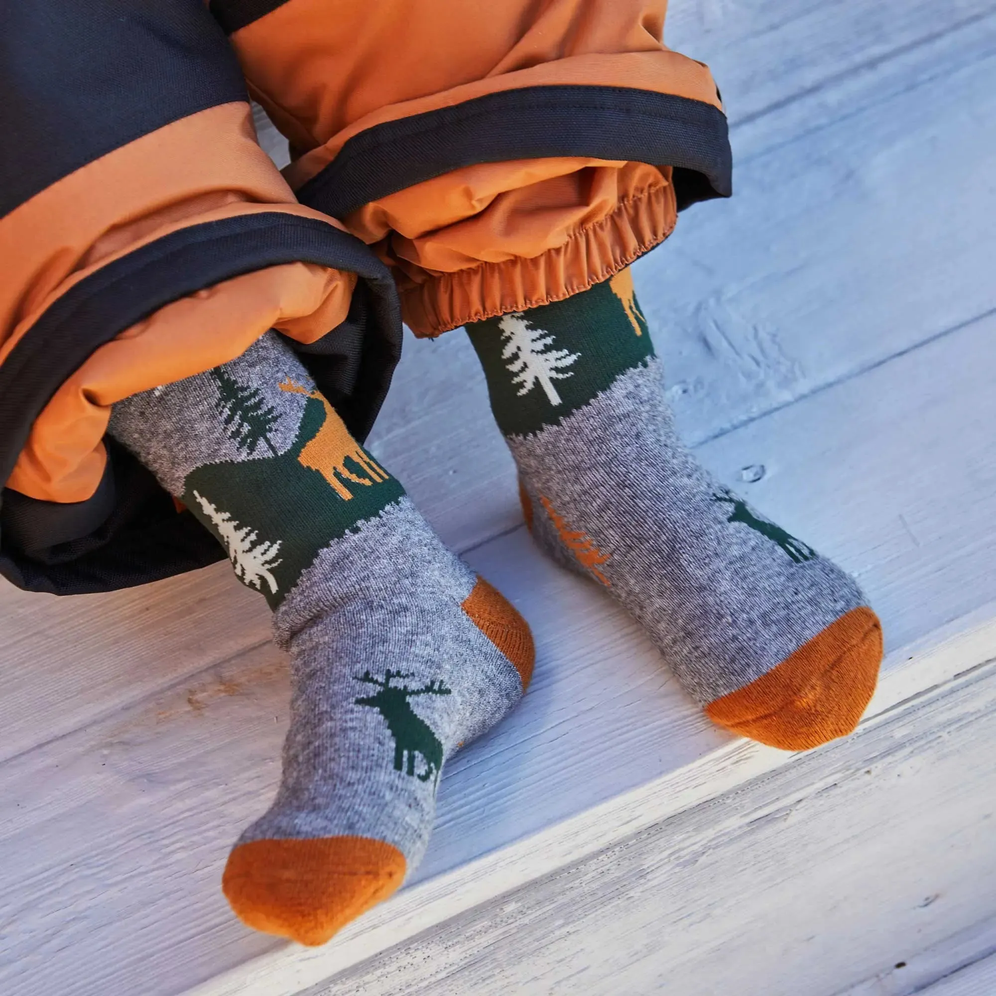 Jacquard Ski Socks Grey, Mocha Bisque | DEUX PAR DEUX