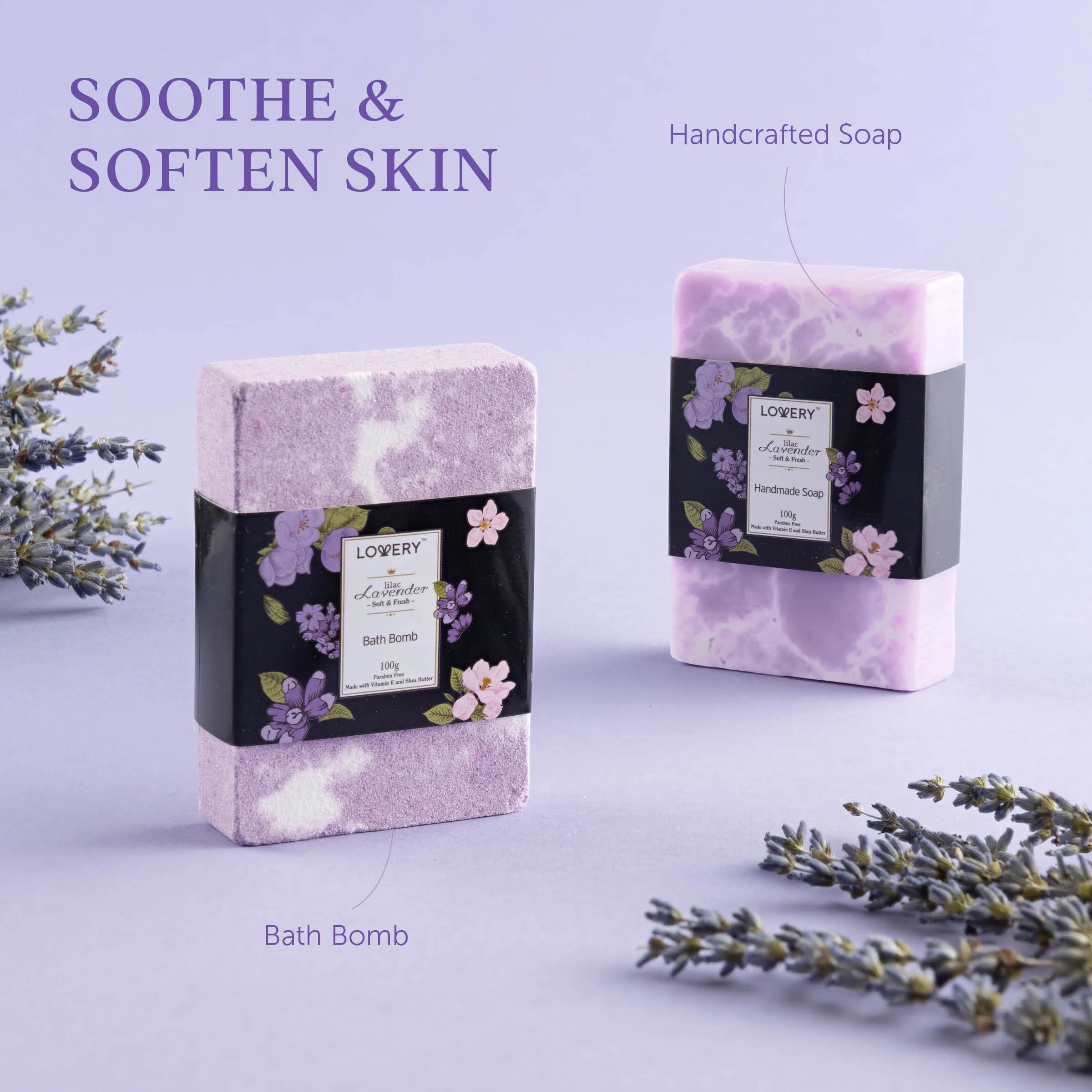 Lavender & Lilac Spa Gift Basket with Sleep Mask - Bath and Body Self Care Package for Men and Women