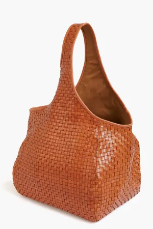 Natural Woven Checker Bando Bag