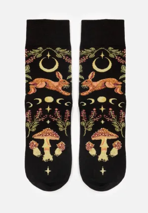 Restyle - Hare Moon Jacquard Black - Socks