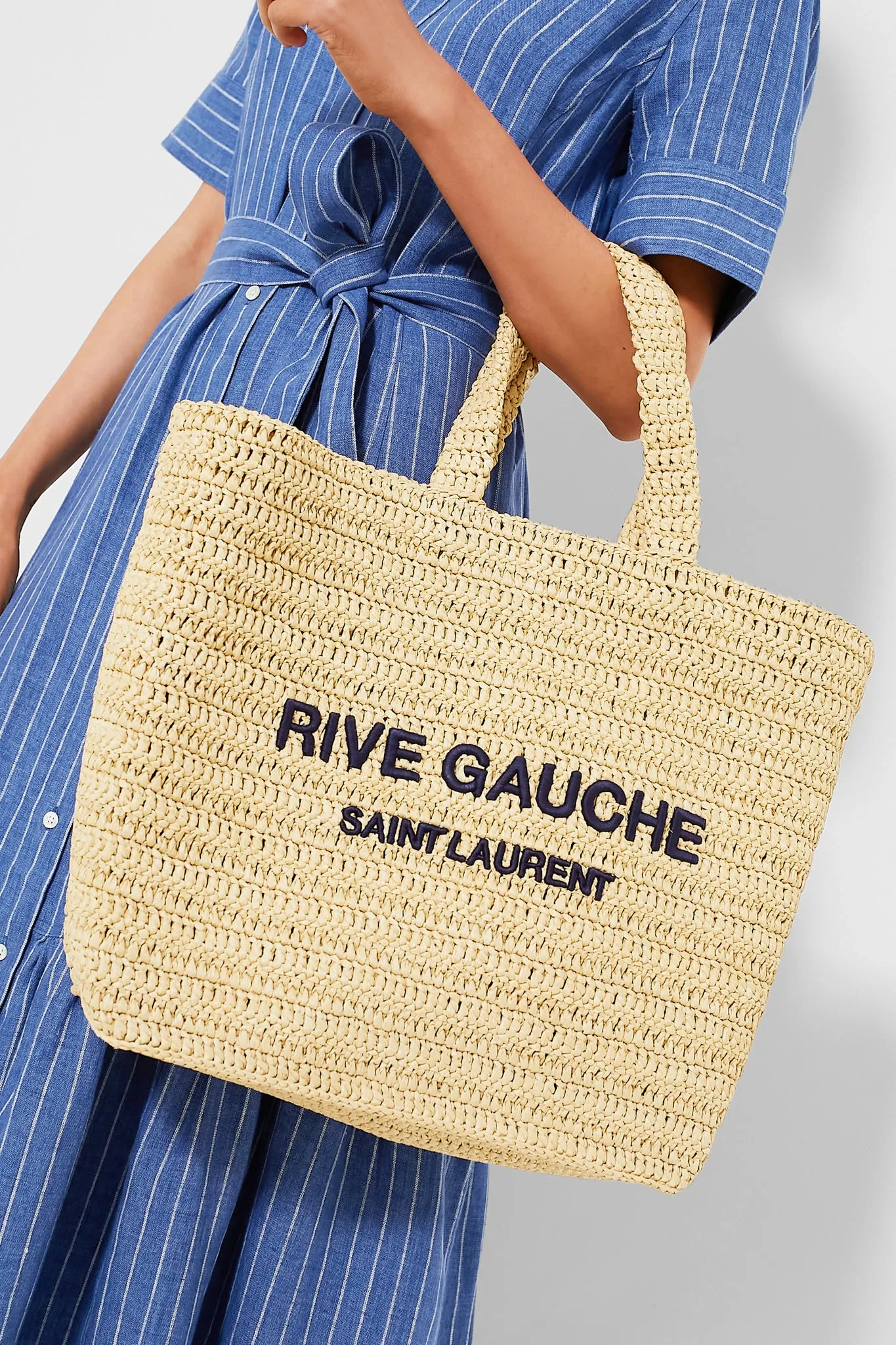 Saint Laurent Raffia Rive Gauche Tote Bag