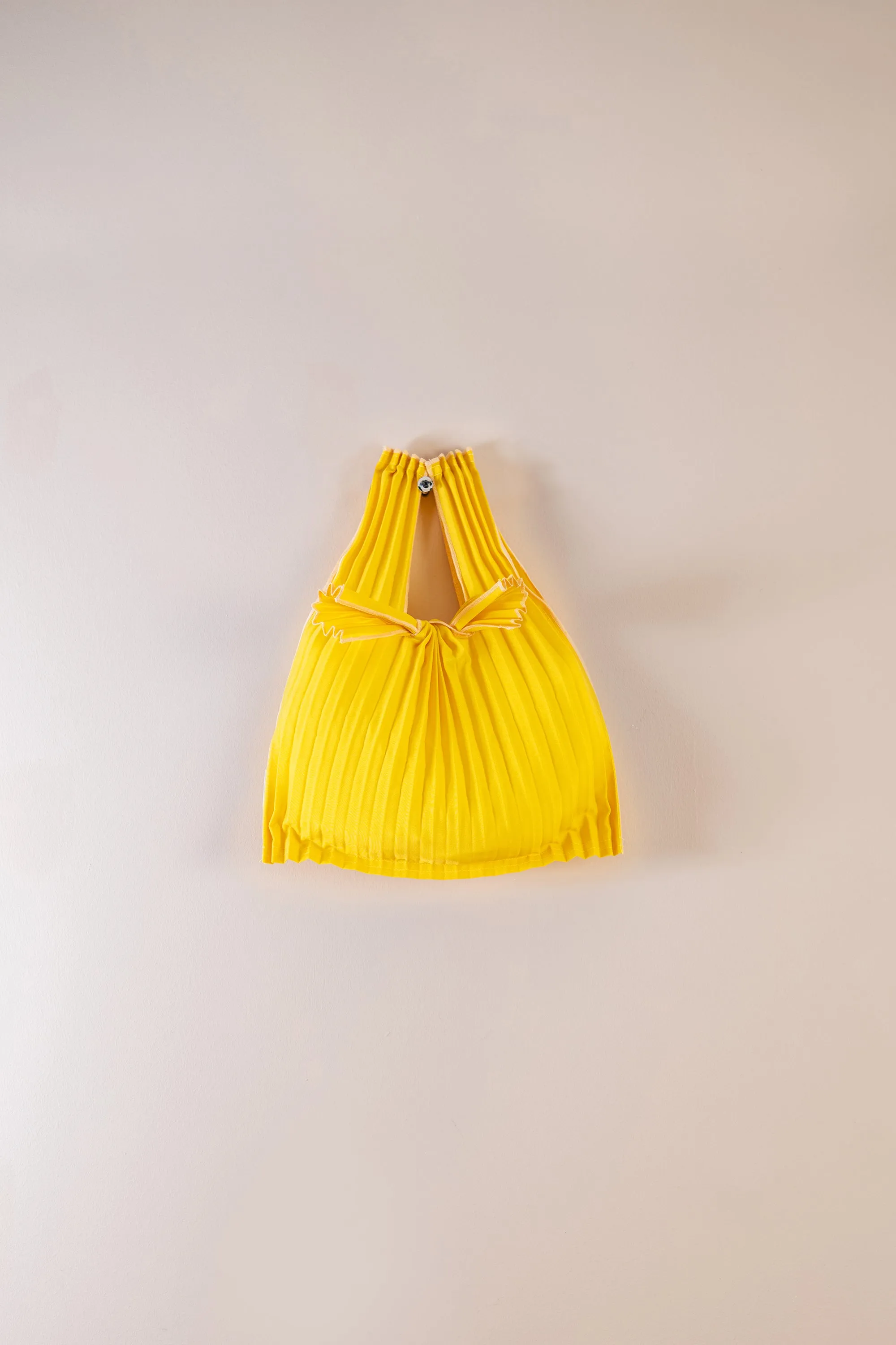 Vertical Pleated Mini Tote Bag - Yellow